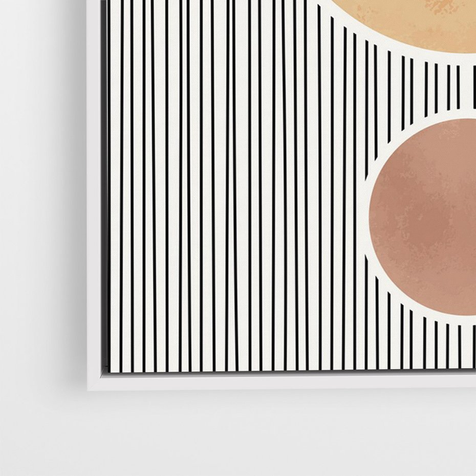 Obraz w ramie 80x120 - Taniec Linii - abstrakcyjna nowoczesna sztuka, koła okręgi - rama biała