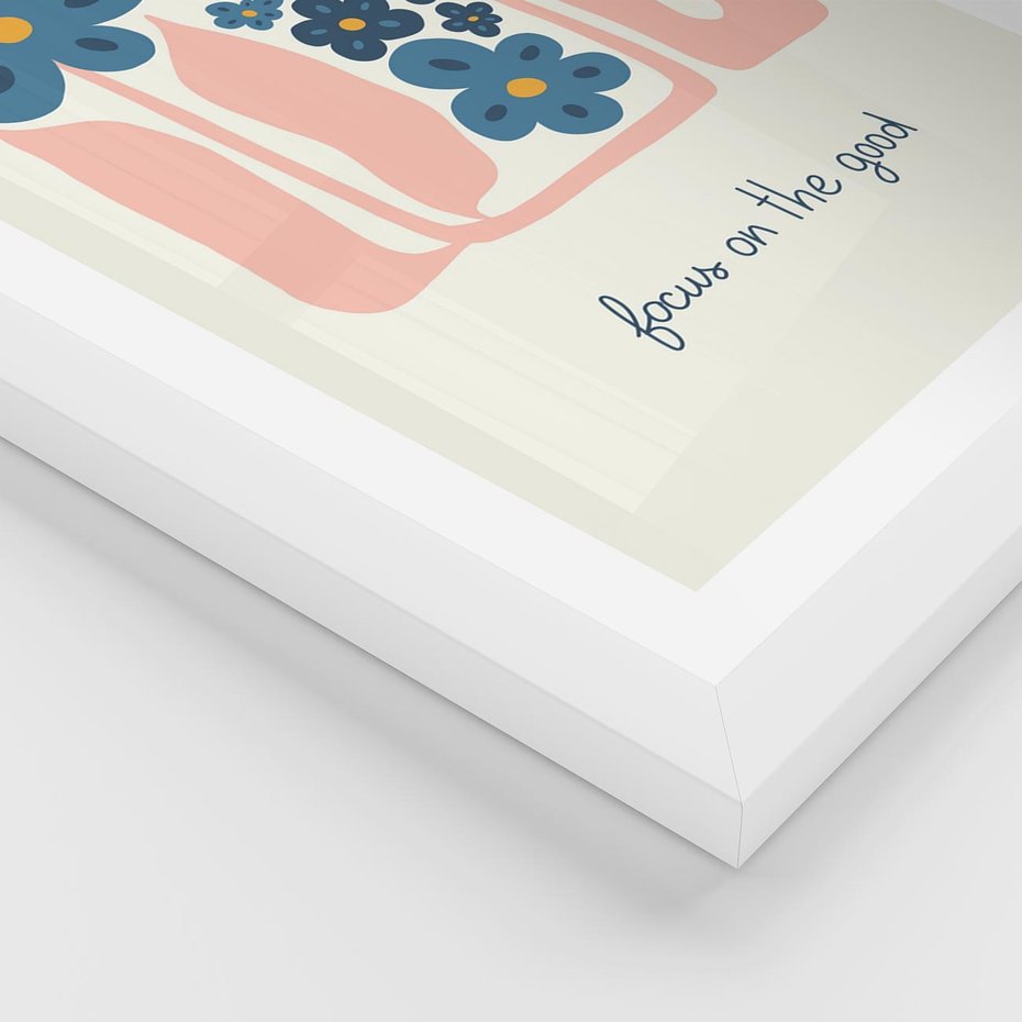 Plakat w ramie 50x70 - Linie kwiatowych marzeń - minimalistyczna kwiatowa kompozycja, pastelowe kolory - rama biała