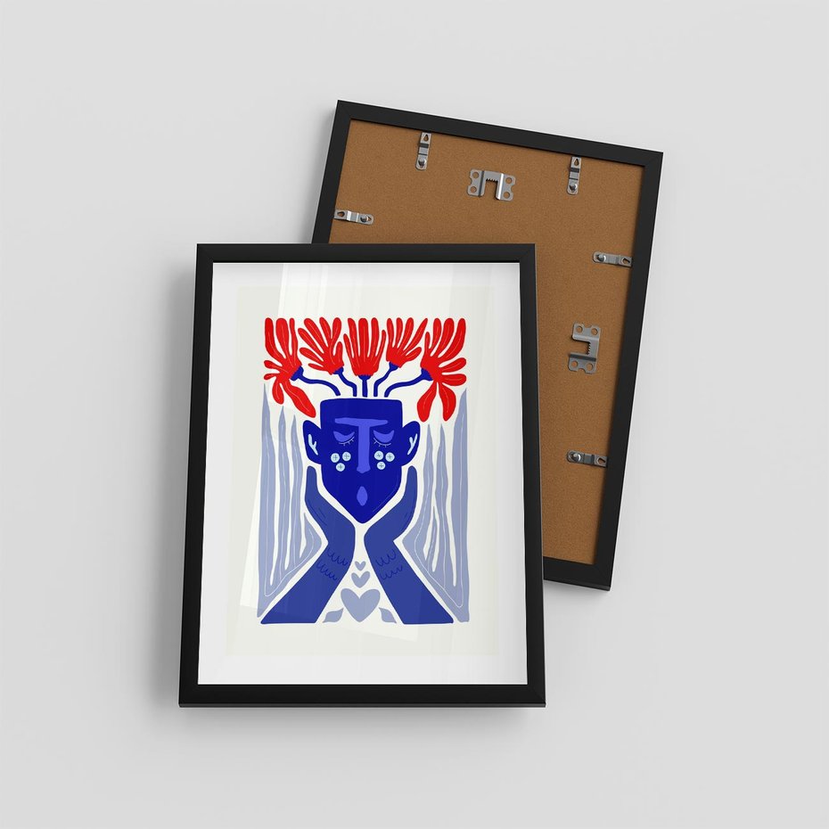 Plakat w ramie 30x40 - Nowoczesne Wcielenie Boho - etniczna maska, boho styl - rama czarna