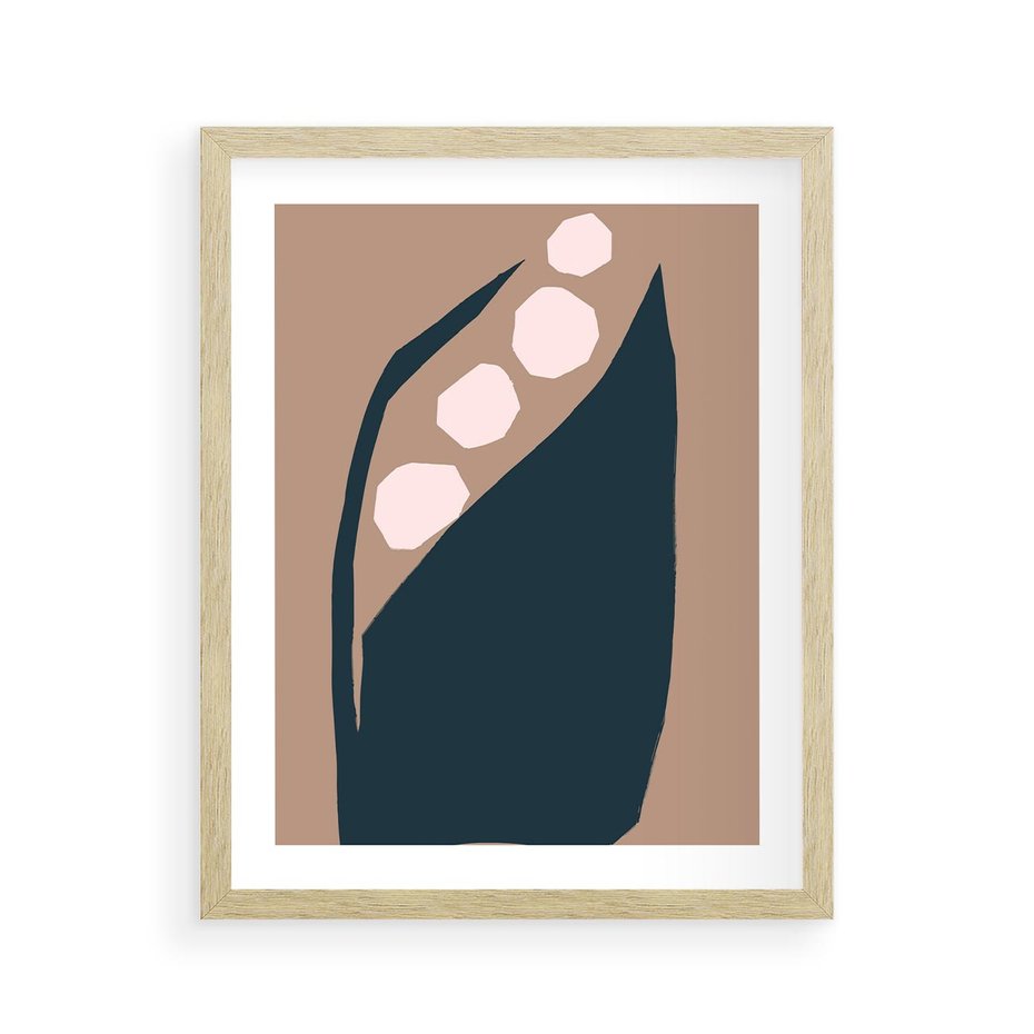 Plakat w ramie 40x50 - Wnętrza Boho Serca - abstrakcyjny obraz, plakat - rama drewno