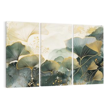 Obraz na płótnie 120x80 - Natura w Złotym Odcieniu - złote elementy, liście miłorzębu japońskiego