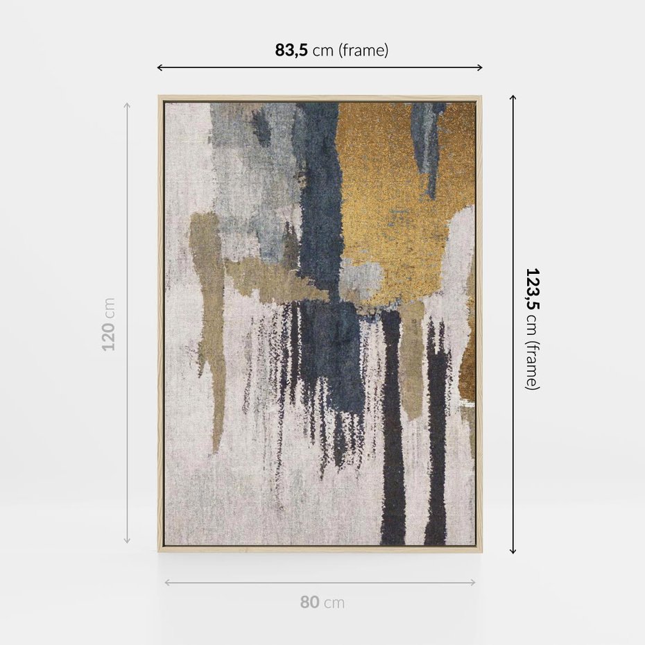 Obraz w ramie 80x120 - Odyseja w świetle i cieniu - abstrakcja, porysowana ściana - rama drewno