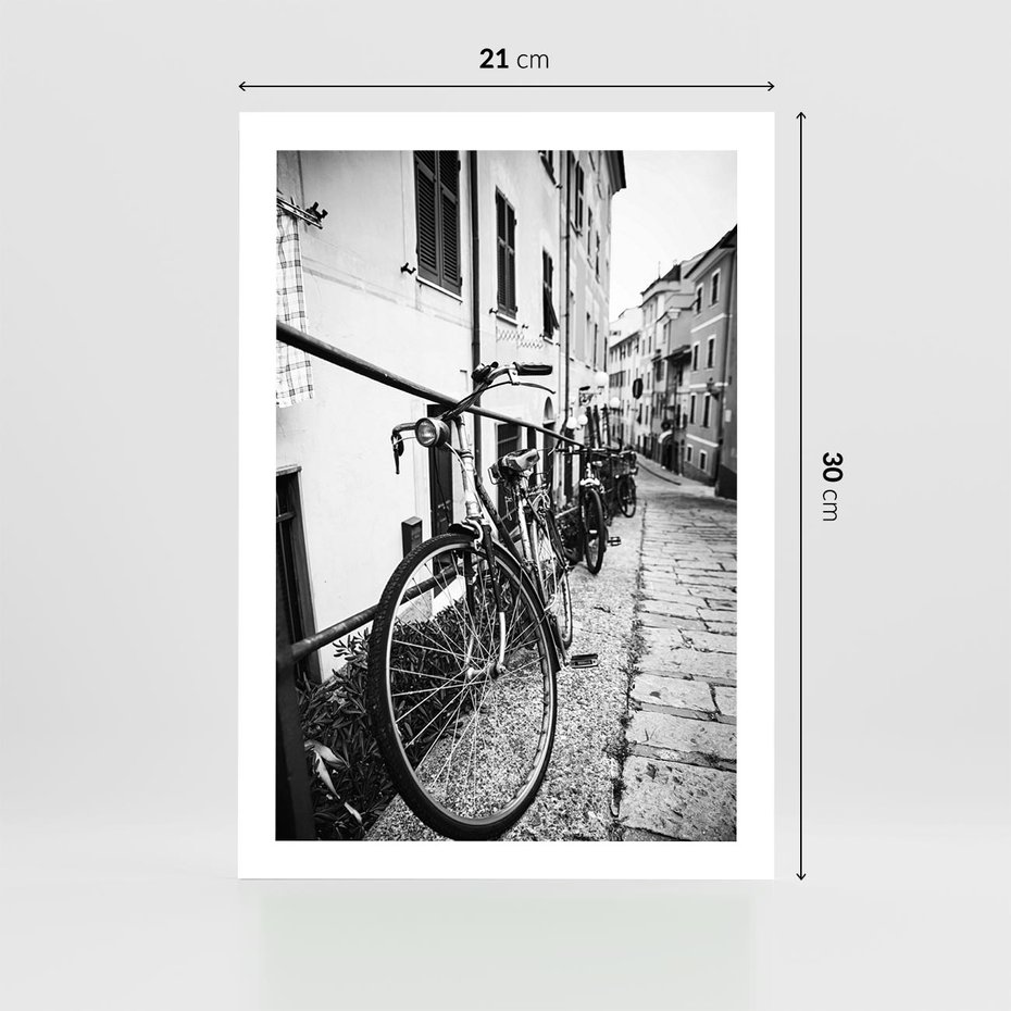 Plakat bez ramy 21x30 - Rower w Kontraście - rower, czarno