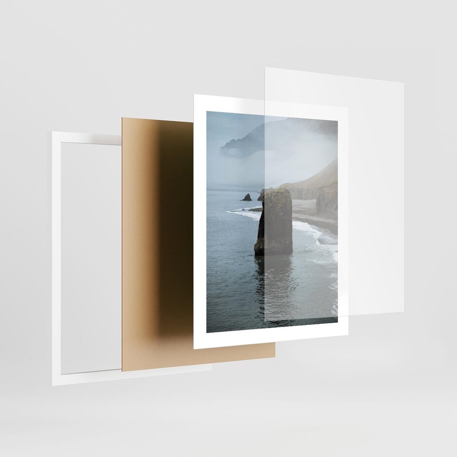 Plakat w ramie 40x50 - Mistyczna Aura - morze, mgła - rama biała