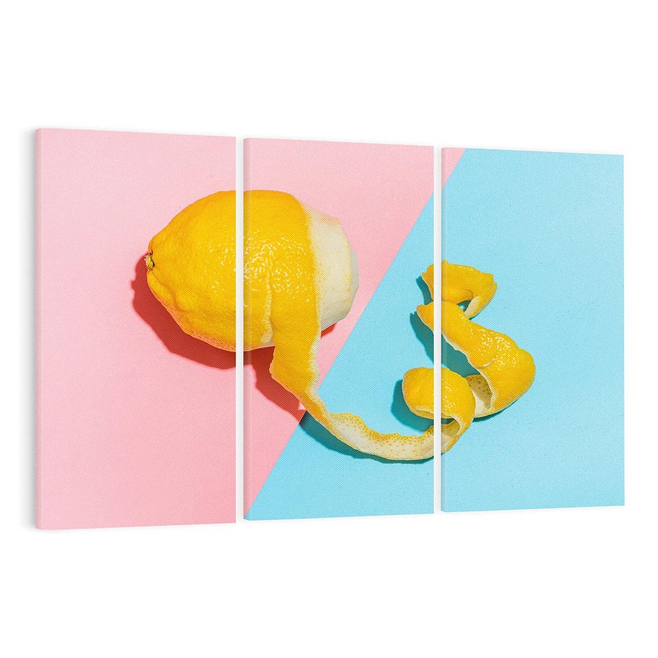 Obraz na płótnie 120x80 - Cytryna Pastel Abstrakcja - cytryna, pastel