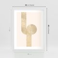 Plakat w ramie 30x40 - Podróżne Kształty - geometryczne linie w złotym kolorze, minimalizm - rama biała