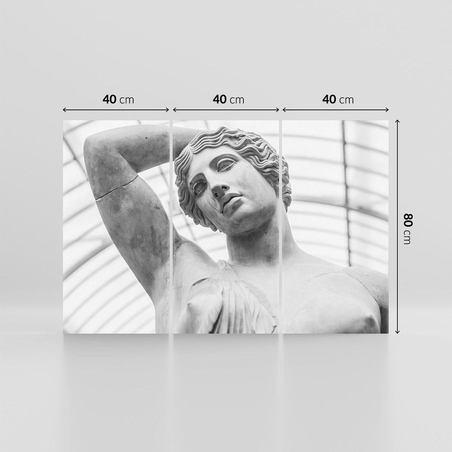 Obraz na płótnie 120x80 - Zaklęta w Kamieniu - antyczna rzeźba kobiety na fotografii, czarno biała