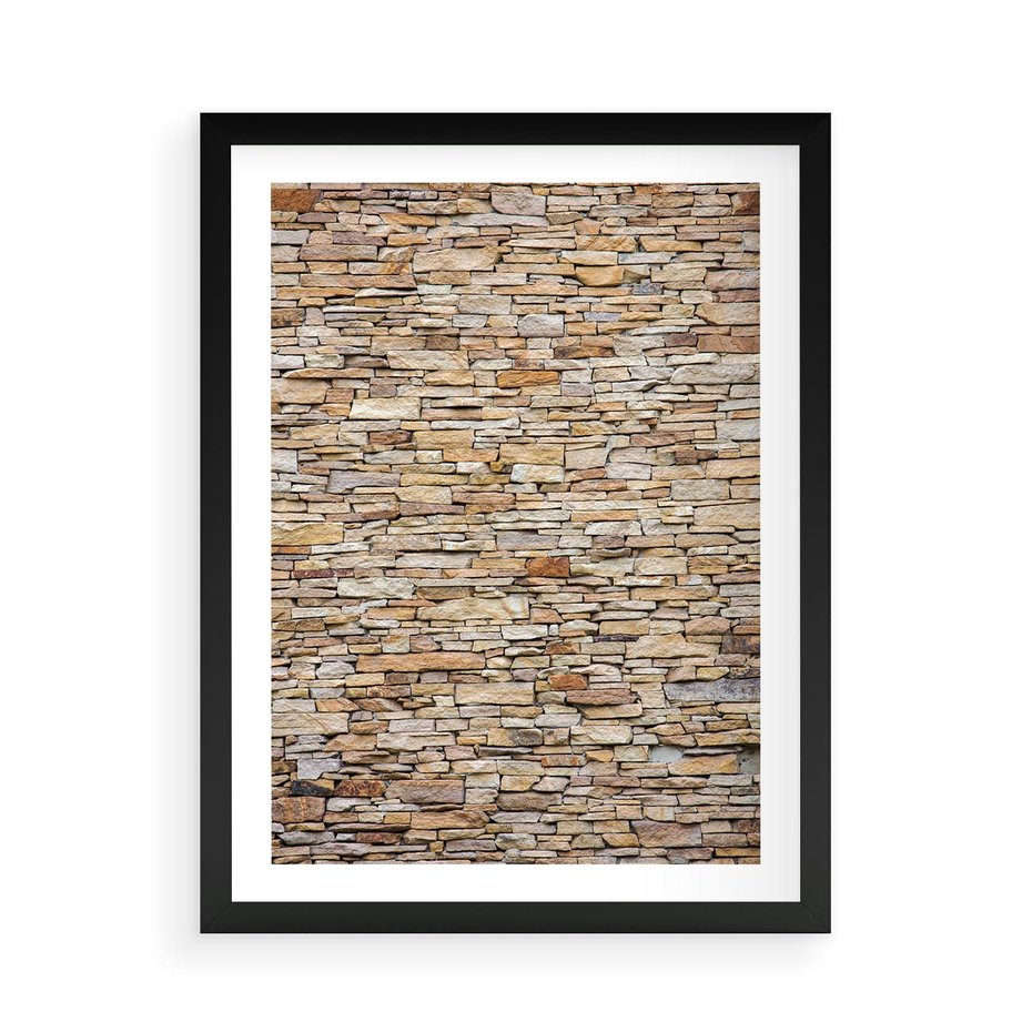 Plakat w ramie 50x70 - Mur z cegieł - surowa elegancja - mur, cegły - rama czarna