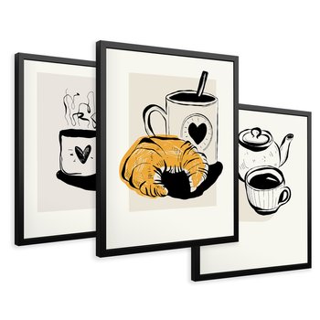 Zestaw obrazy w ramie 30x40 galeria - Kawa, graficzne, plakaty, nowoczesne - rama czarna