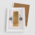 Plakat w ramie 50x70 - Minimalistyczna Monstera: Złoty Prostokąt - liść  monstery, minimalizm - rama biała
