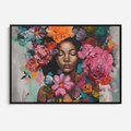 Obraz w ramie 100x70 - Z Głową w Kwiatach - obraz olejny, sztuka nowoczesna - rama czarna