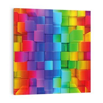 Obraz na płótnie 50x50 - Mozaika Abstrakcji: Trójwymiarowe Kompozycje - abstrakcja, 3d