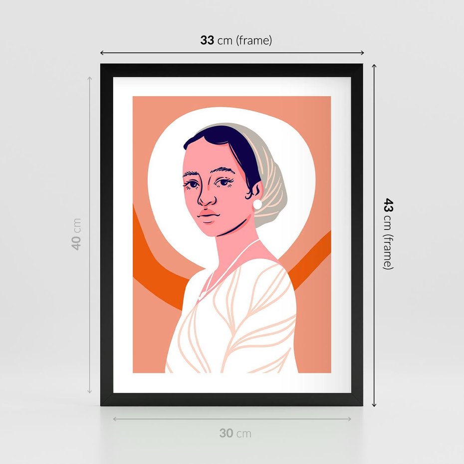 Plakat w ramie 30x40 - Kobieca Harmonia - nowoczesny plakat, styl retro - rama czarna