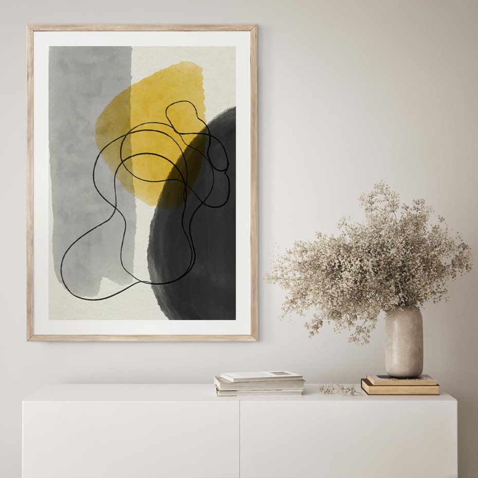 Plakat w ramie 30x40 - Kolorowe Akwarelowe Abstrakcje - abstrakcja, akwarelowe plamy - rama drewno