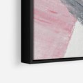 Obraz w ramie 70x100 - Kontrastujący Ruch Emocji - abstrakcyjne pasy farby, kolory róż szary czarny - rama czarna