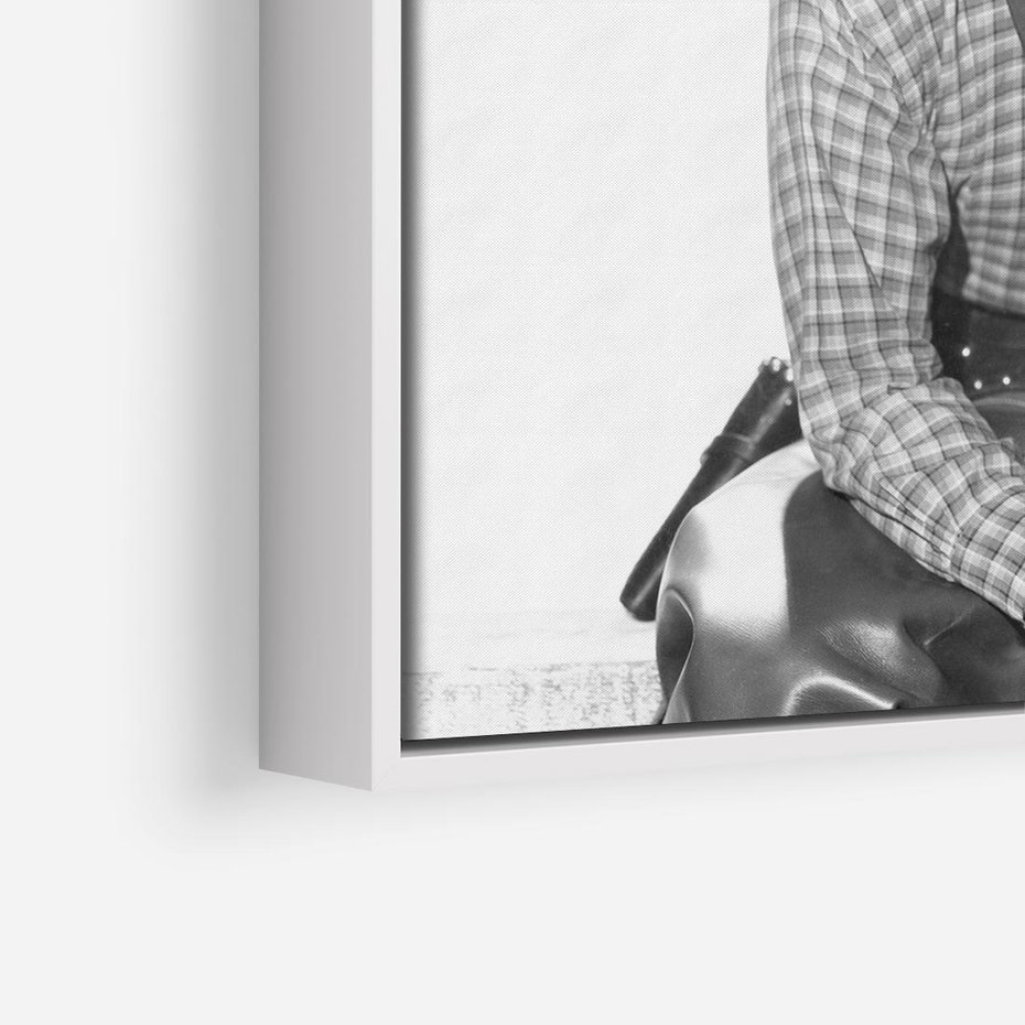 Obraz w ramie 50x50 - Dziki Zachód - retro zdjęcie, czarno białe - rama biała