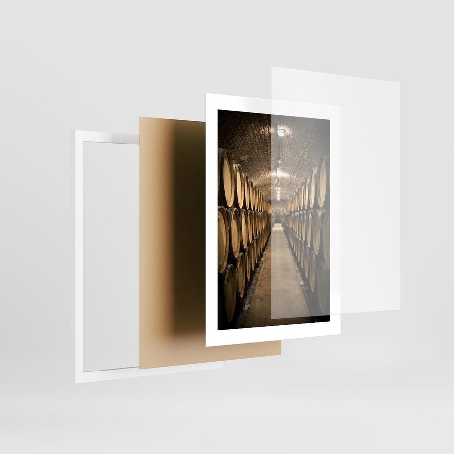 Plakat w ramie 30x40 - Winniczka - winnica, beczki - rama biała