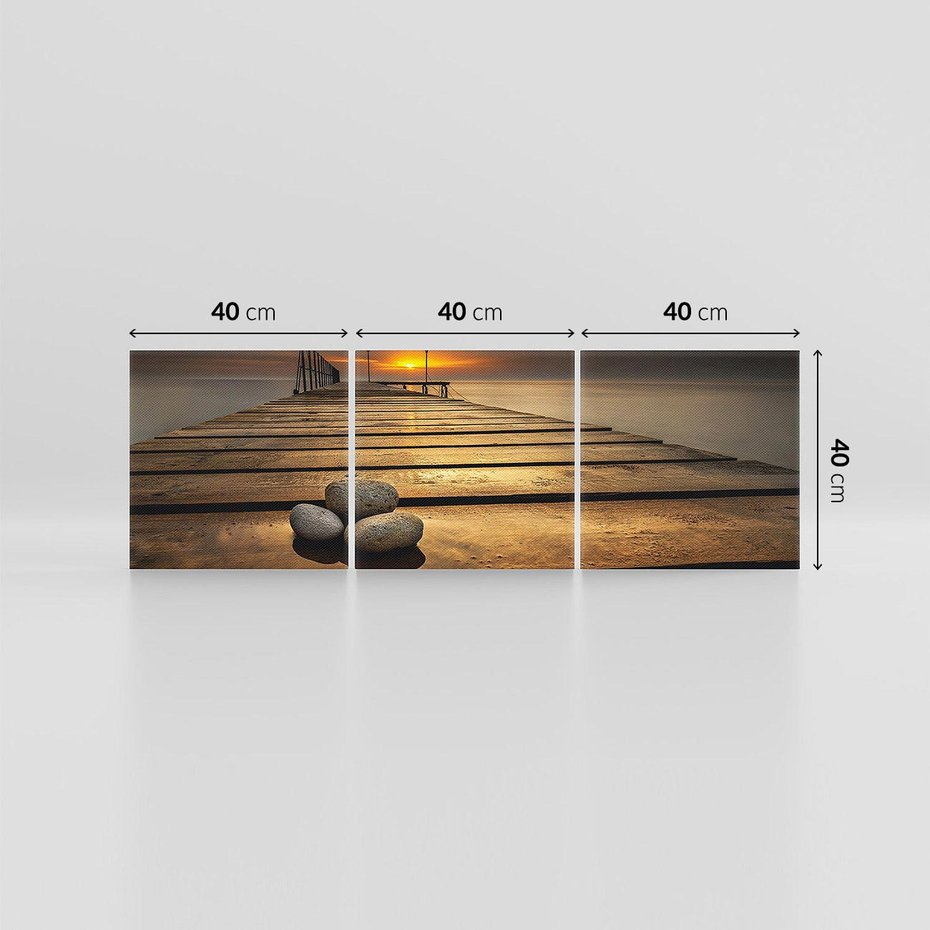 Obraz na płótnie 120x40 - Zachód Słońca nad Molo: Magia Morza - zachód, słońca