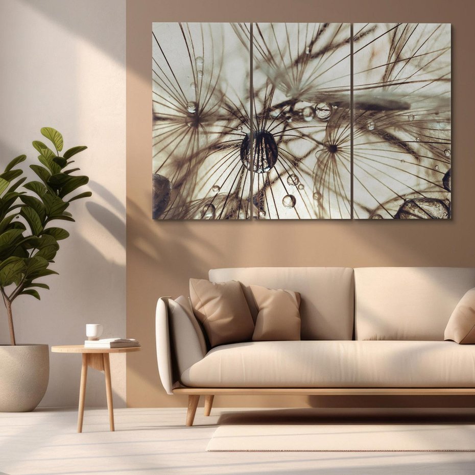 Obraz na płótnie 120x80 - Lekkie dmuchawce - dmuchawce, krople