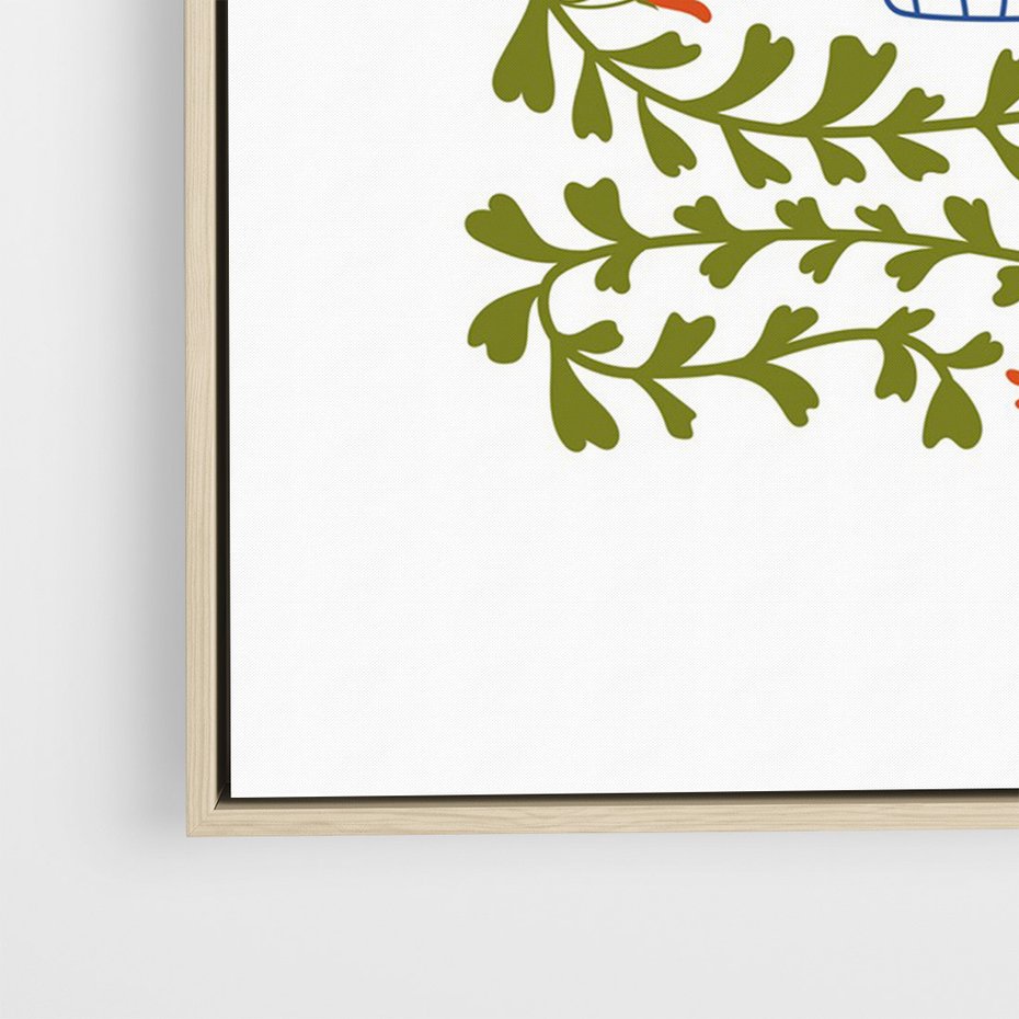 Obraz w ramie 80x120 - Wewnętrzne Fale - kwiaty w wazonie, minimalizm - rama drewno