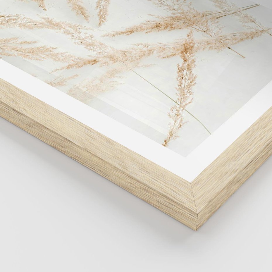 Plakat w ramie 40x50 - Pampas w Stylu Boho: Kompozycja Natury - suche trawy, pampas - rama drewno