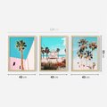 Zestaw obrazy w ramie 40x50 galeria - Plaża, palmy, morze, wakacje - rama drewno