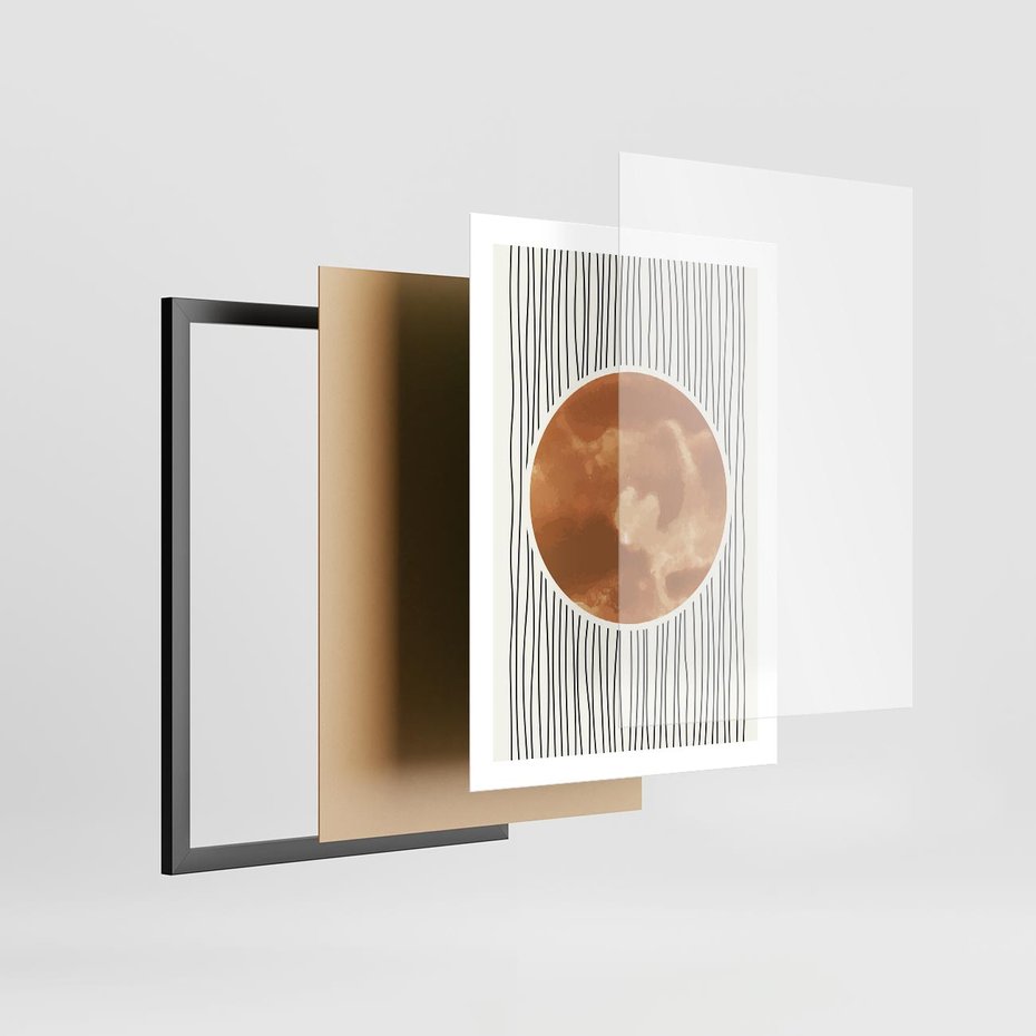 Plakat w ramie 50x70 - Eteryczne Krągłe Echa - boho obraz, geometria - rama czarna