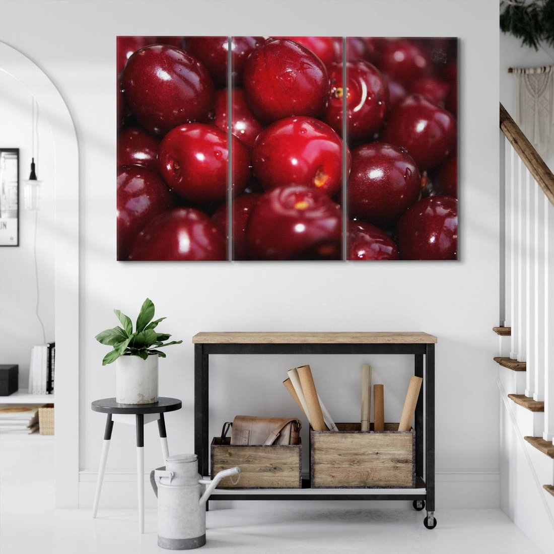 Obraz na płótnie 120x80 - Wiśnie Owocowa Rozkosz - wiśnie, owoce