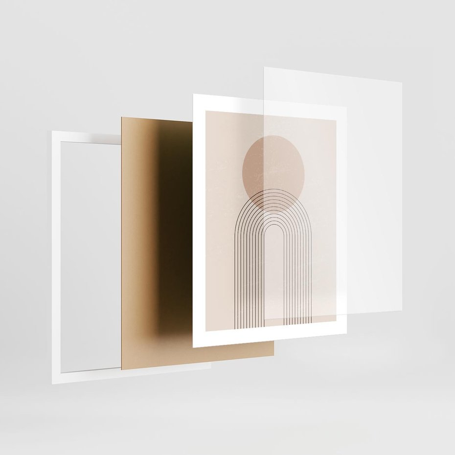 Plakat w ramie 40x50 - Konturem Zdefiniowane - boho plakat, minimalizm - rama biała