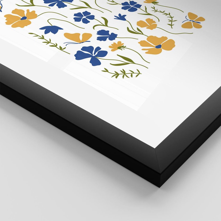 Plakat w ramie 50x70 - Odgłosy Wizji - kwiaty, sztuka nowoczesna - rama czarna