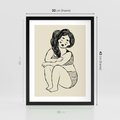 Plakat w ramie 30x40 - Migotliwe Refleksje - nowoczesny minimalistyczny rysunek, dziewczyna w bieliźnie - rama czarna