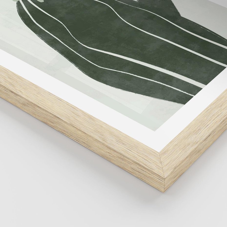 Plakat w ramie 50x70 - Zieleń Inspirującego Życia - zielony plakat, minimalizm - rama drewno