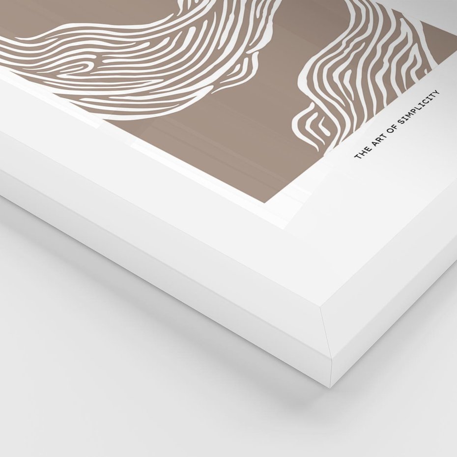 Plakat w ramie 40x50 - Harmonijne Granice - sztuka minimalizmu, biała rycina - rama biała