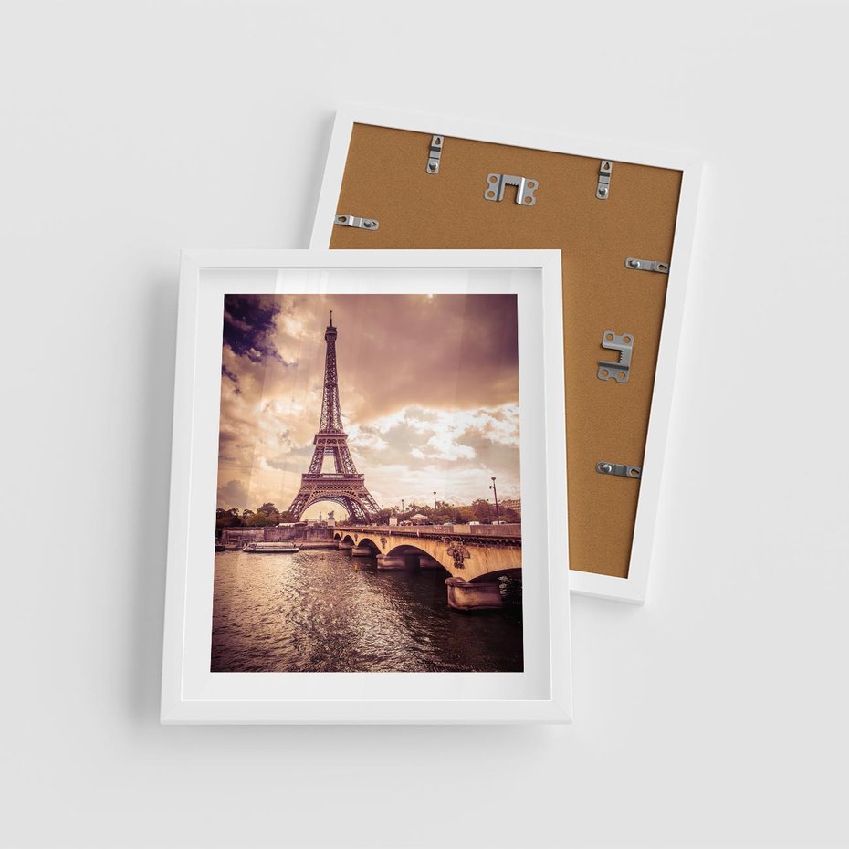 Plakat w ramie 40x50 - Eiffla: ikona Paryża - Eiffla, Paryż - rama biała