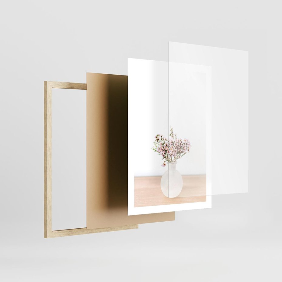 Plakat w ramie 50x70 - Kwiaty w Minimalistycznym Wazonie - kwiaty, wazon - rama drewno