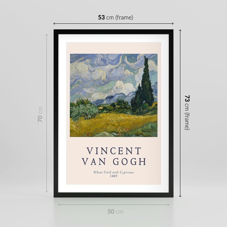 Plakat w ramie 50x70 - Pole z Cyprysami - reprodukcja obrazu, van gogh - rama czarna