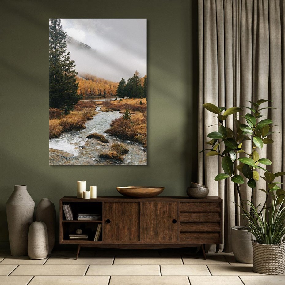 Obraz na płótnie 80x120 - W Górskiej Dolinie - artystyczna fotografia, las