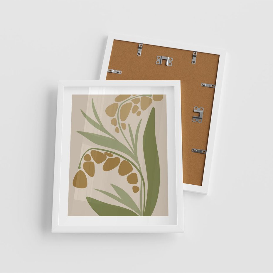 Plakat w ramie 40x50 - Minimalizm z Roślinami - nowoczesny plakat, roślinność - rama biała