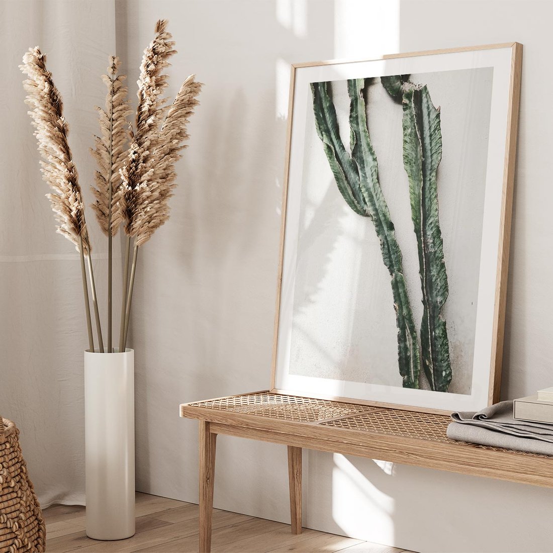 Plakat w ramie 50x70 - Zielona Roślina z Liśćmi - zielona roślina, liście - rama drewno