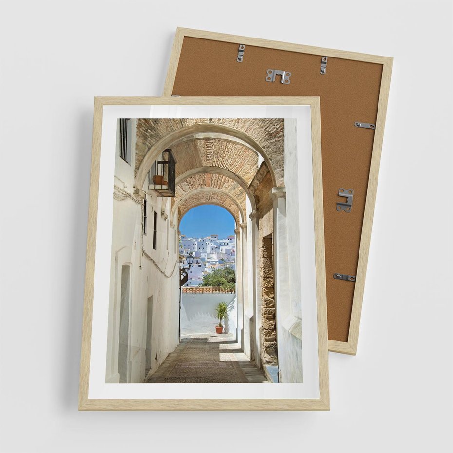 Plakat w ramie 50x70 - Romantyczna Przeprawa - romantyczna, uliczka - rama drewno