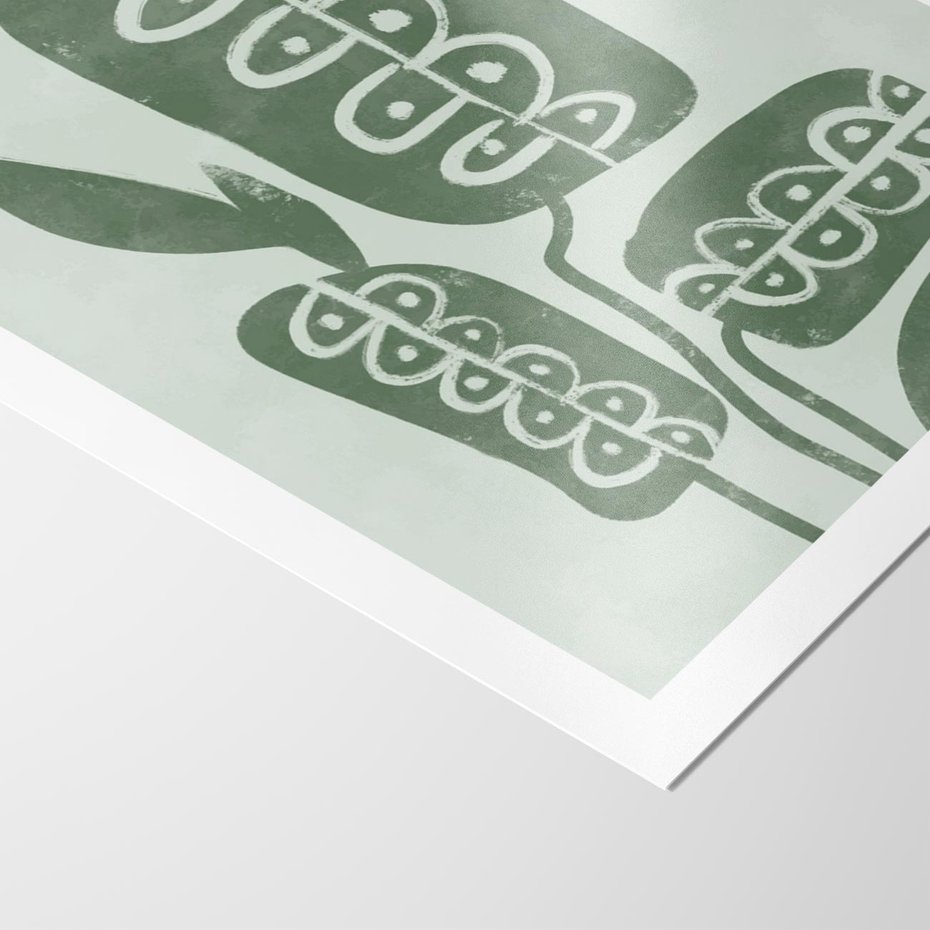 Plakat bez ramy 21x30 - Nurtująca Zieleń - abstrakcyjny zielony motyw, skandynawski design