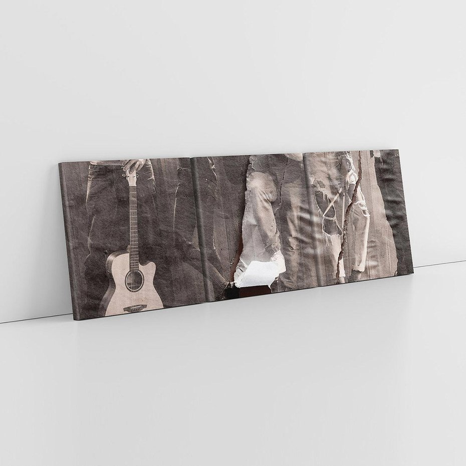 Obraz na płótnie 150x50 - Dźwięki Minionej Ery - postarzona fotografia retro, podarta fotografia