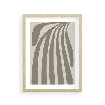 Plakat w ramie 50x70 - Beżowa Delikatność - nowoczesna sztuka, plakat modern - rama drewno