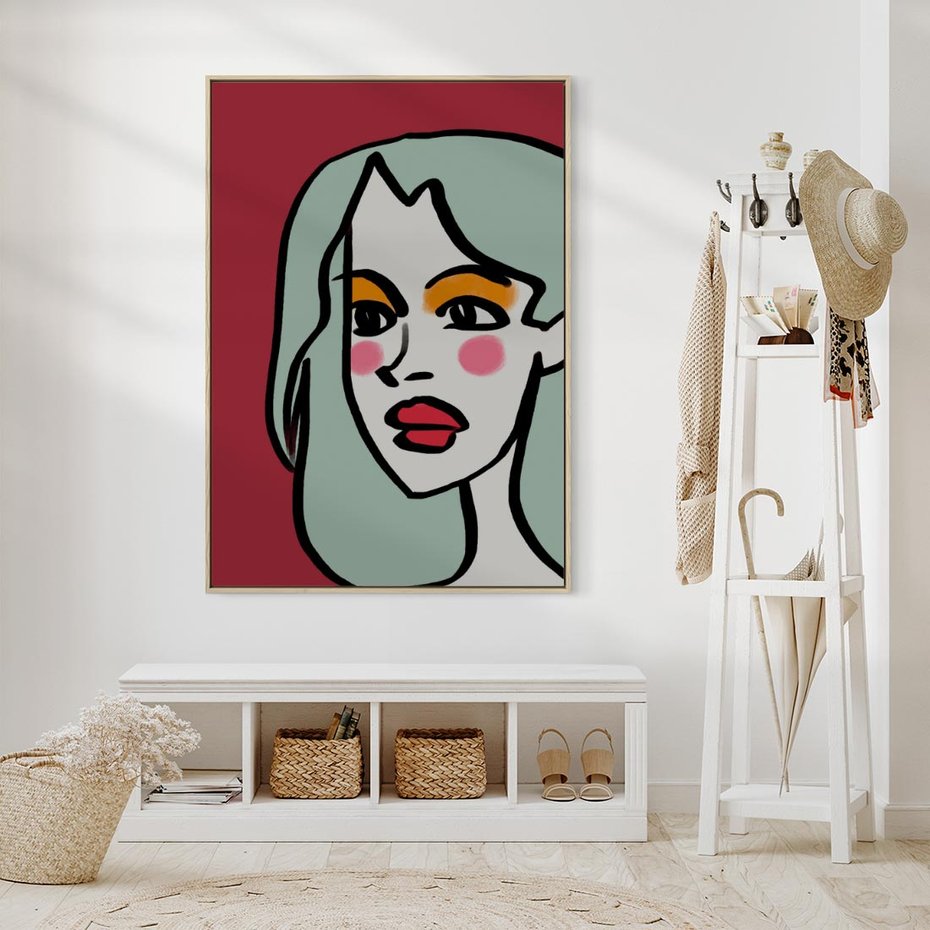 Obraz w ramie 50x70 - Ekspresja Linii - nowoczesny plakat, mocna linie - rama drewno