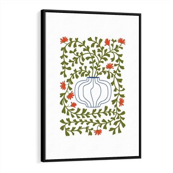 Obraz w ramie 50x70 - Wewnętrzne Fale - kwiaty w wazonie, minimalizm - rama czarna