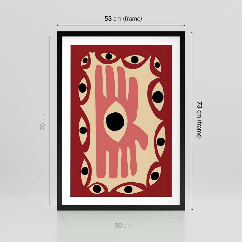 Plakat w ramie 50x70 - Migotliwe Kształty - abstrakcyjny obraz, boho styl - rama czarna