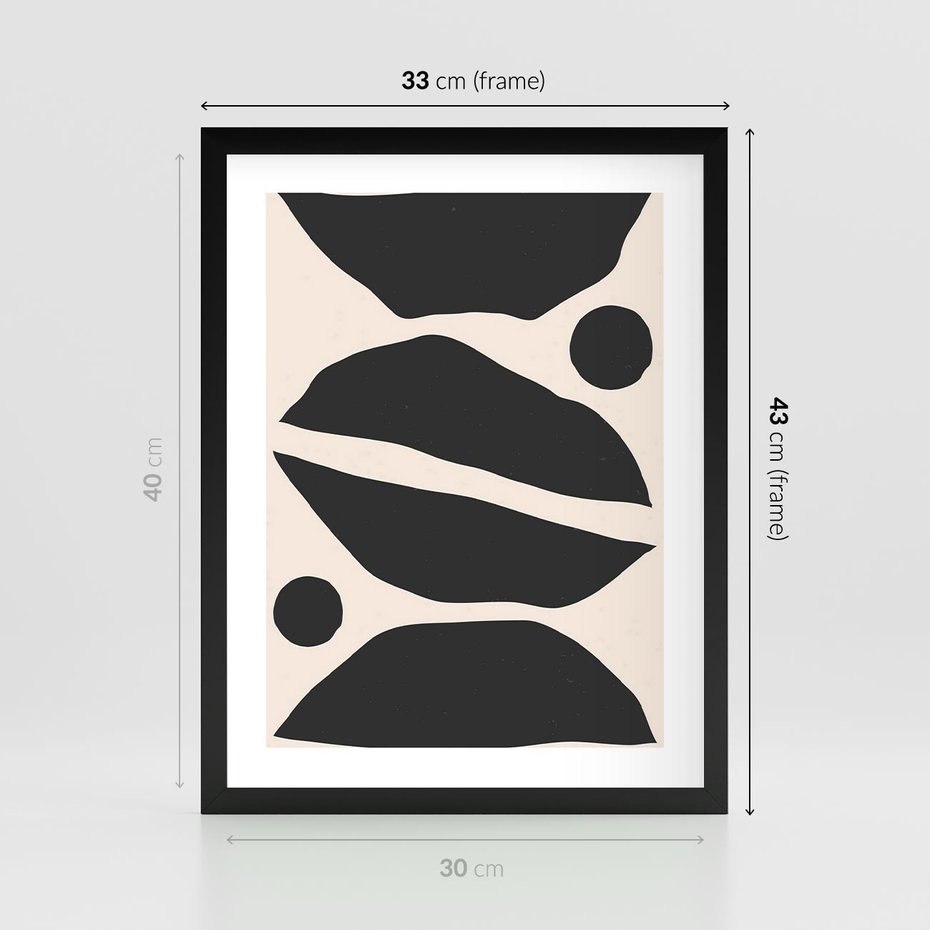 Plakat w ramie 30x40 - Surowa Abstrakcja - abstrakcyjny nowoczesny obraz, surowość - rama czarna