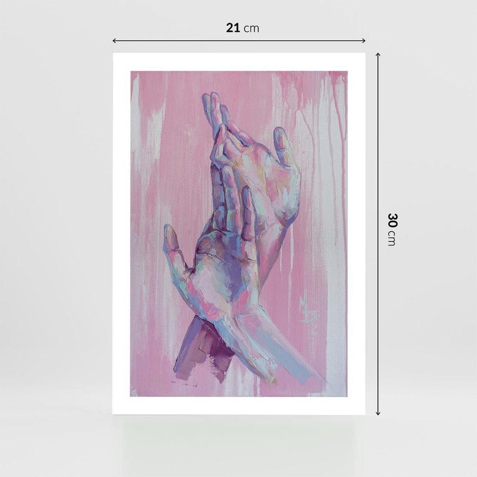 Plakat bez ramy 21x30 - Splecione - obraz olejny, pastelowe kolory