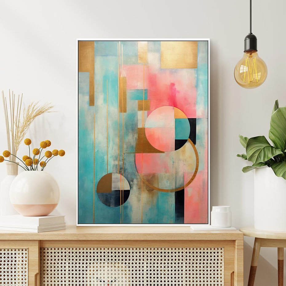 Obraz w ramie 80x120 - Abstrakcyjny Bałagan - abstrakcja, obraz olejny - rama biała