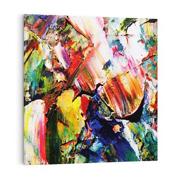Obraz na płótnie 40x40 - Szalejące ognie kolorów - abstrakcja, farby olejne